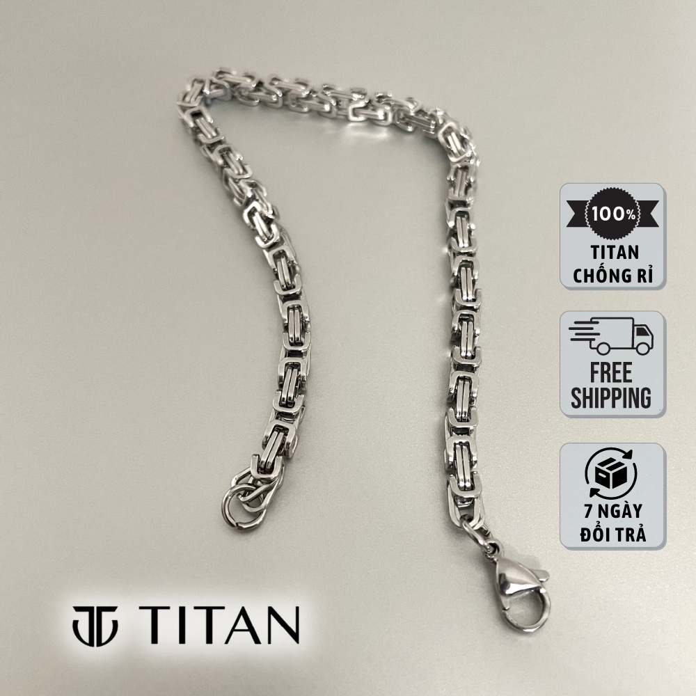 Vòng tay nam sợi xích đan, lắc tay unisex thời trang cá tính hiphop màu bạc 925 không gỉ Titan Shop