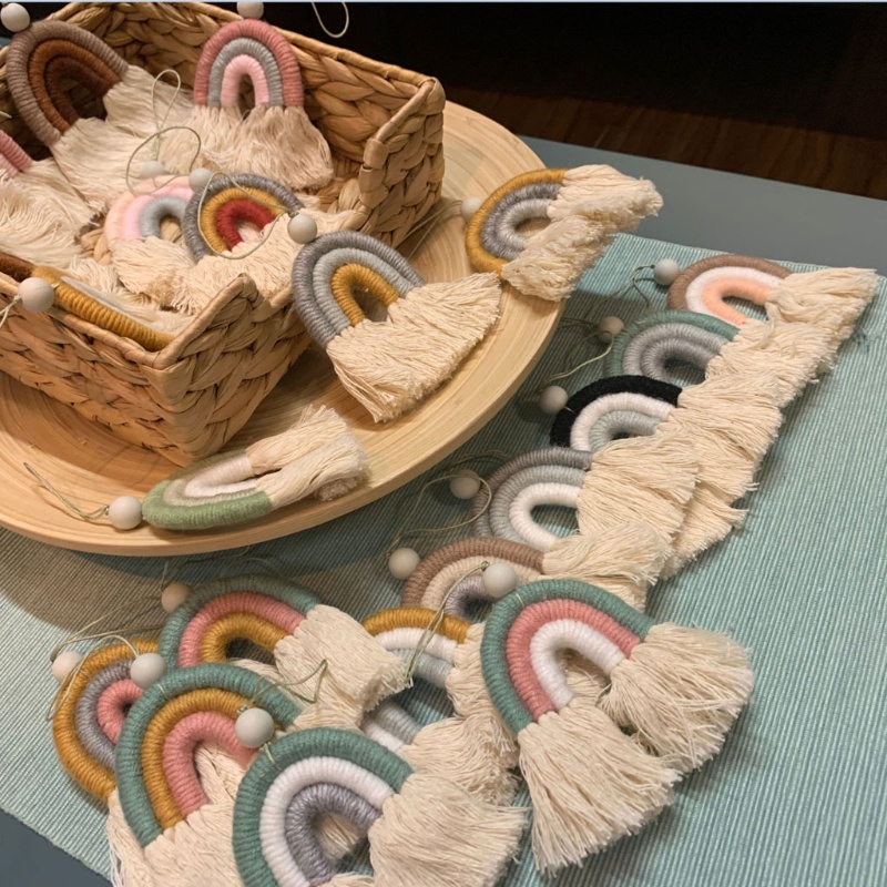 Dây Đeo Điện Thoại Bằng Cotton Thủ Công Màu Cầu Vồng