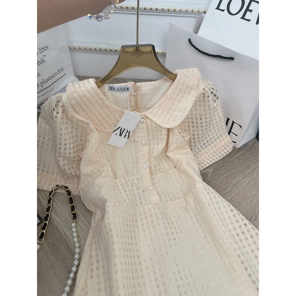 ✔ 𝗙𝗥𝗘𝗘 𝗦𝗛𝗜𝗣 VÁY CÔ BÈO TAY BỒNG CÚC NGỌC KẺ Ô HÀNG L1 CHẤT ĐẸP LẮMẠ