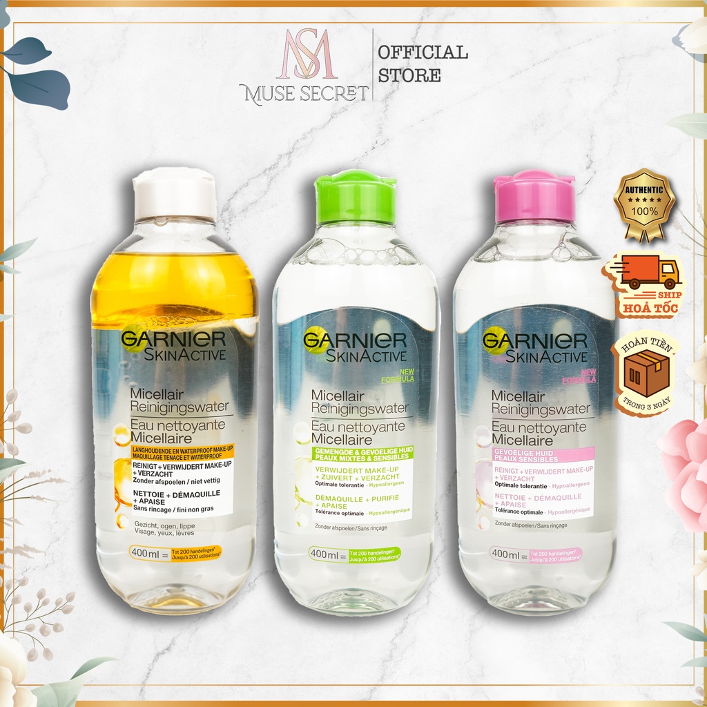 [Quà Tặng Khẩu Trang] Nước Tẩy Trang Garnier - Micellar Skinactive Cleansing Water Làm Sạch Sâu Cho Mọi Loại Da 400ml