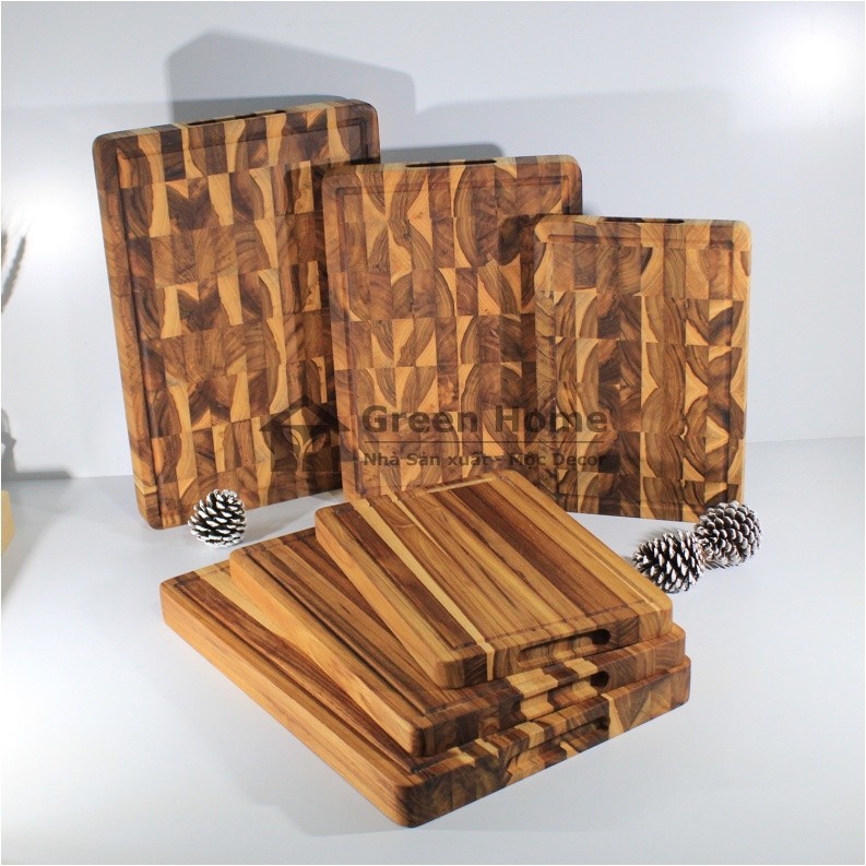 ✔✔ Thớt Gỗ Teak 100% gỗ teak nhập từ Lào, Thớt gỗ teak dùng để thái trang trí và phù hợp với đồ ăn chín an toàn