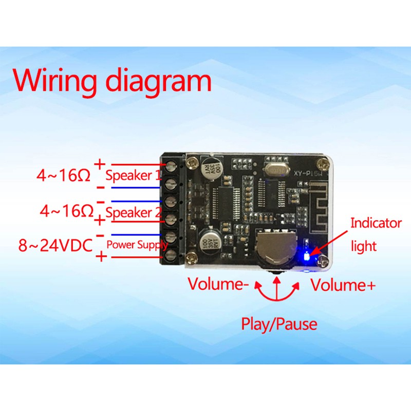 10W / 15W / 20W Stereo Bluetooth 5.0 Bảng mạch khuếch đại công suất 12V / 24V Mô-đun khuếch đại kỹ thuật số công suất cao XY-P15W