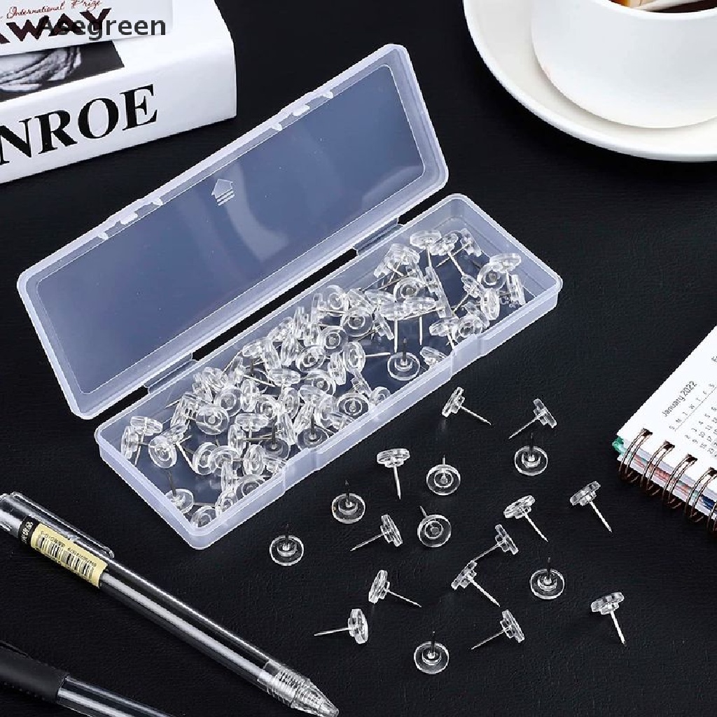 Set 50 Ghim Bản Đồ Trong Suốt Nhiều Kiểu Dáng Dùng Trang Trí