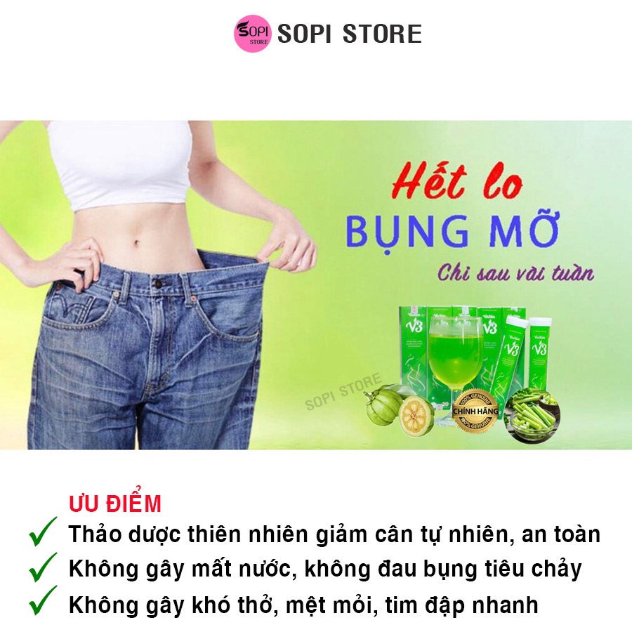 VinSlim V3 - Giảm cân chính hãng hộp 20 viên sủi giảm cân cấp tốc, giảm béo giảm mỡ bụng nhanh và an toàn - Sopi Store