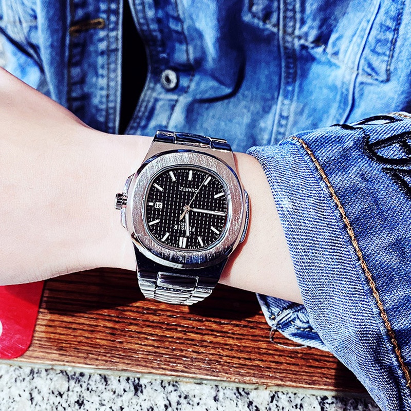 Đồng hồ nam chính hãng chống nước cao cấp đẹp dây thép hợp kim 316L mặt vuông W15