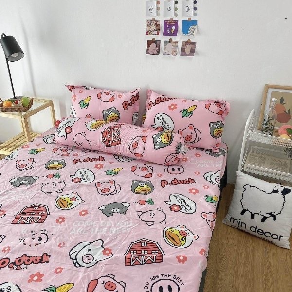 Bộ drap giường vỏ gối cotton poly, bộ ga giường giá rẻ bo chun miễn phí