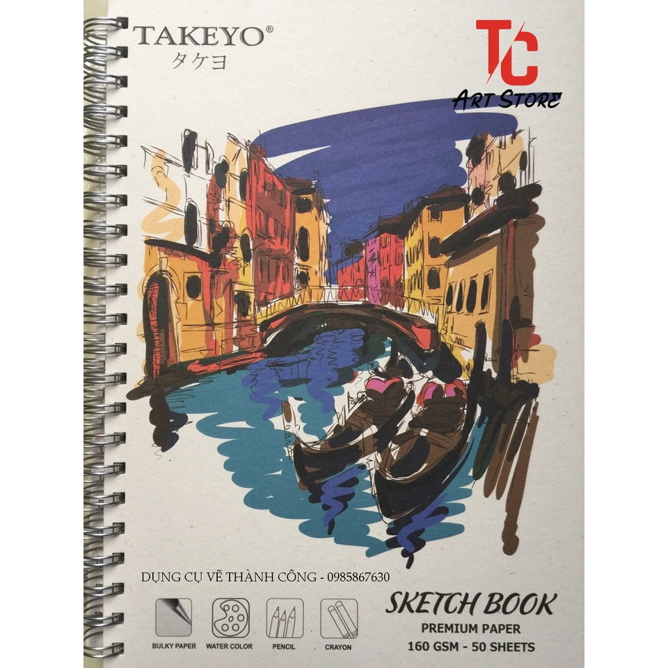 Sổ vẽ Takeyo A6/A5/A4/A3 (50 tờ,160gsm) - Vẽ chì