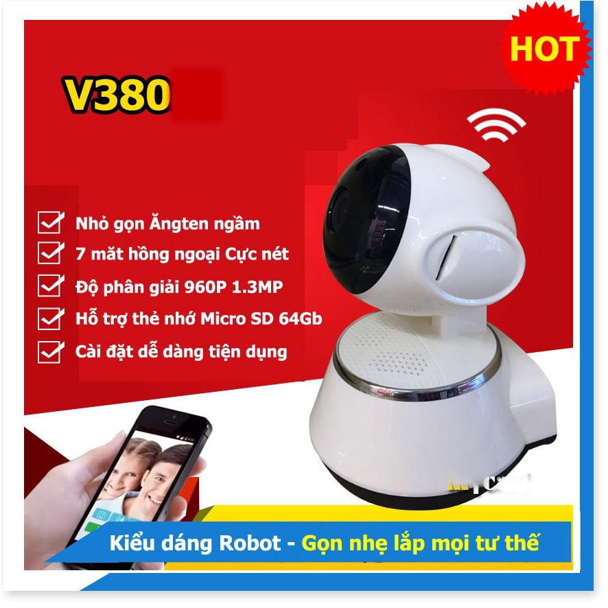 Camera Wifi Chính Hãng V380 ✔Chính Hãng✔️ Kết nối không dây qua điện thoại, Đàm thoại 2 chiều, Xoay 360.