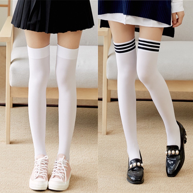 Hàn quốc JK Lolita Vớ chân đùi cỗ cao qua gối /tất đầu gối /tất đen cao cổ/tất bắp chân /tất đùi học sinh