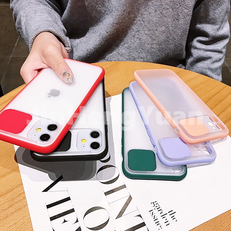 Slide Camera Lens Protection Phone Case compatible for IPhone 11 Pro Max X XS Max XR 6 6S 7 8 Plus X Matte Transparent Hard Back Cover