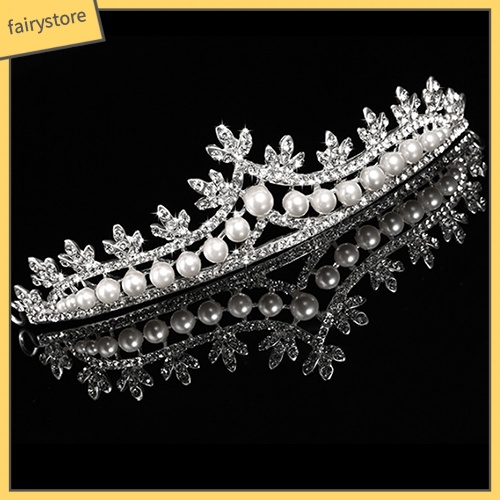 Vương Miện Công Chúa Đính Ngọc Trai Giả Sang Trọng Cho Cô Dâu