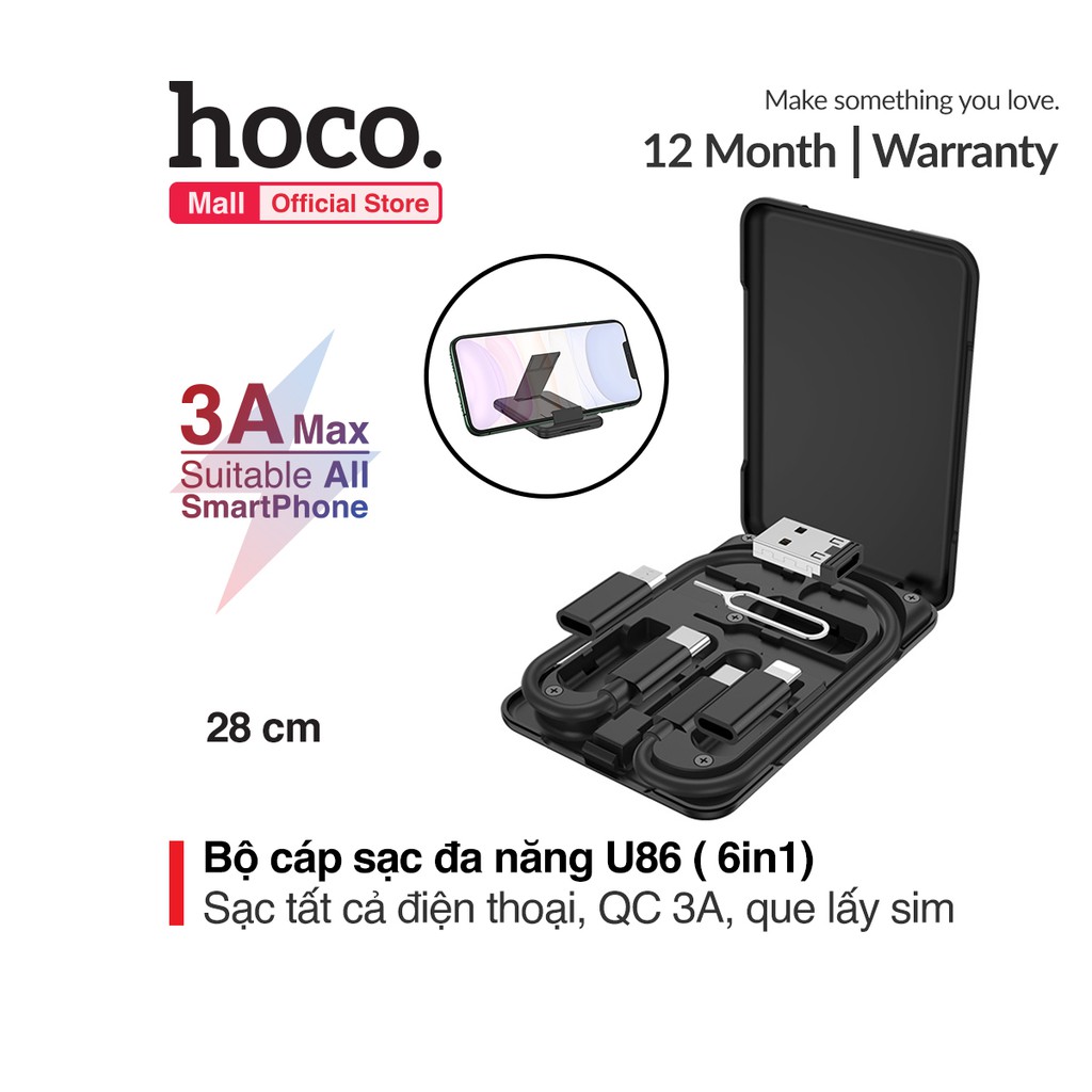 Cáp sạc nhanh đa năng Hoco U86, hỗ trợ sạc tất cả điện thoại đang có trên thị trường