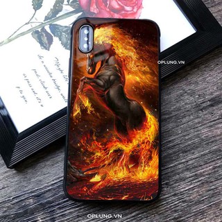 Ốp iphone tráng gương ốp mặt kính NGỰA LỬA K265