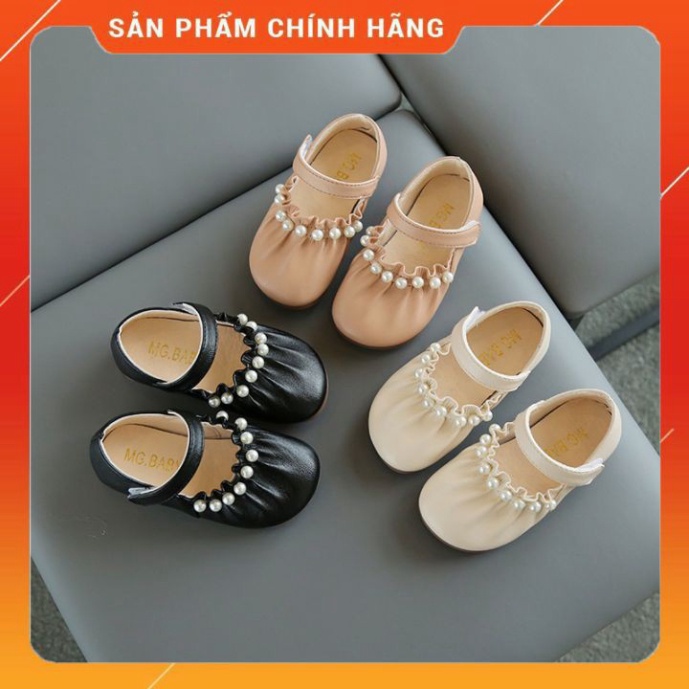 Cho Bé Giày búp bê cho bé gái giày da đính ngọc trai giày bít cho bé gái,đế mềm chống trượt(hàng chính hãng MG Baby)