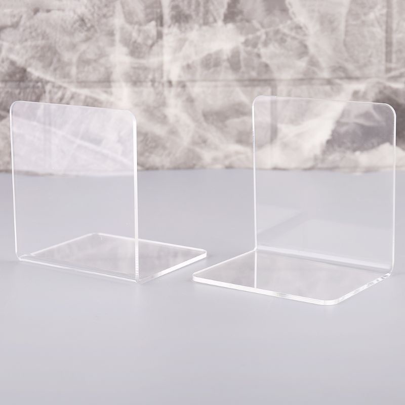 Bộ 2 Giá Đỡ Sách Bằng Acrylic Trong Suốt Hình Chữ L Để Bàn Tiện Dụng