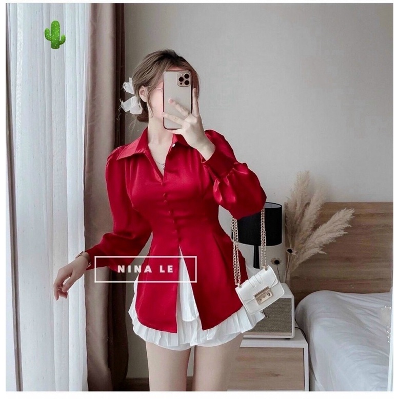 🍀Áo sơ mi tay dài tiểu thư phong cách Hàn Quốc
