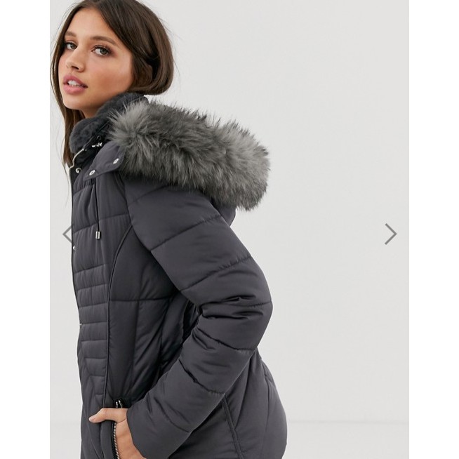 Áo khoác phao Newlook mũ lót lông UK6