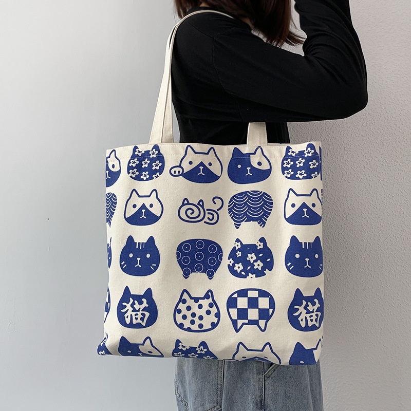 Túi Đeo Vai Bằng Vải Canvas Sức Chứa Lớn Phong Cách Nhật Bản Dễ Phối Đồ Cho Nữ