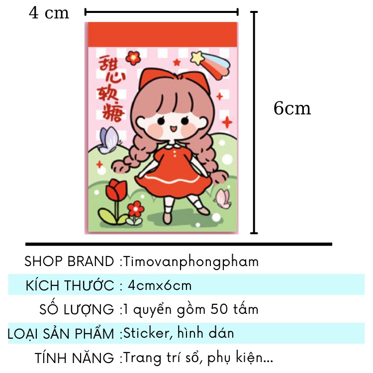 Sticker Cute Set 50 tấm Mini Dán Sổ Tay Dễ Thương Trang Trí Nhật Ký Dụng Cụ Làm Bullet Journal ST77