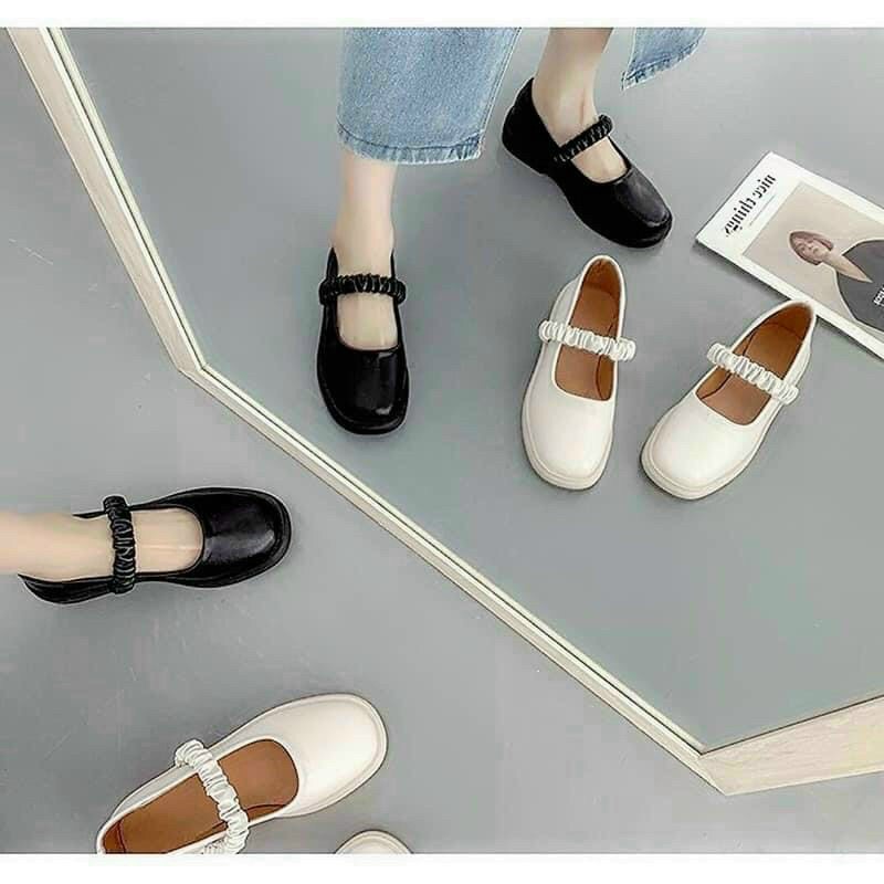 Giày Lolita quai chun Giày Búp Bê Mary Jane Quai Chun Bèo và quai cài Ngang
