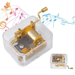 ❦ღ♣ Acrylic Hand Crank Metal Movement Music Box Kids Toy Xmas Birthday Gift