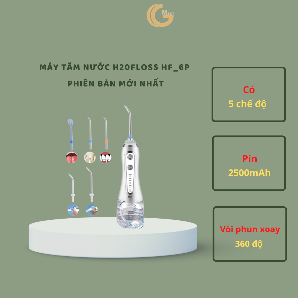 Máy tăm nước H2OFloss HF- 6P có 5 chế độ phiên bản mới nhất tặng kèm túi vải cao cấp