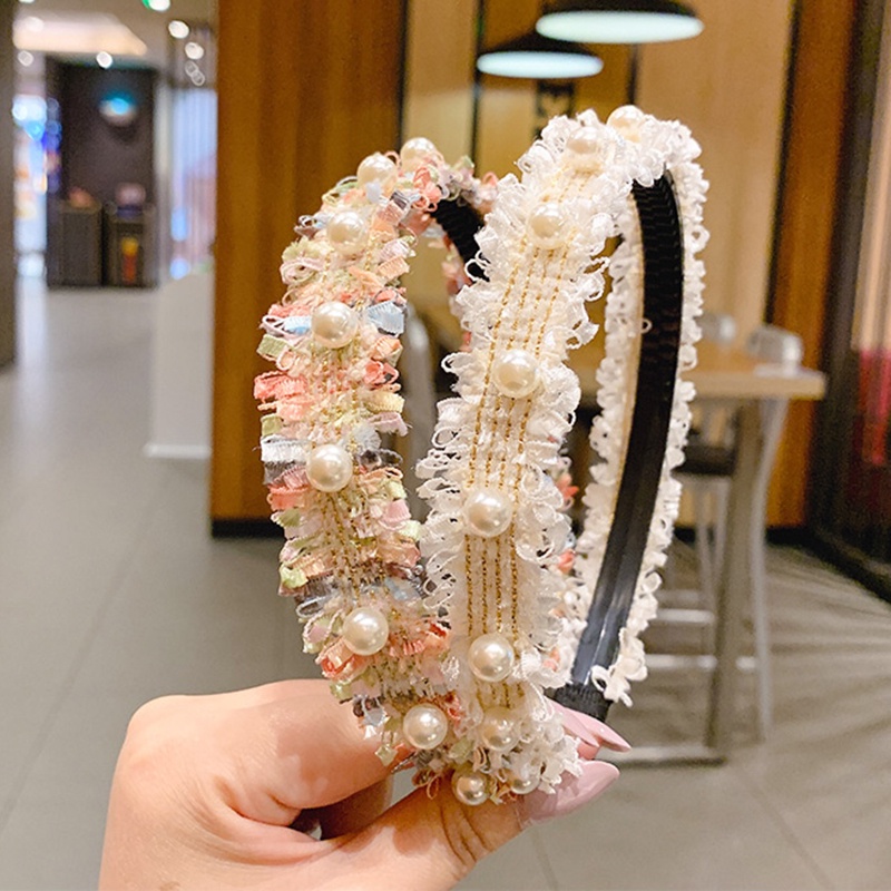 Mới Băng Đô Cài Tóc Đính Ngọc Trai Chống Trượt Cho Nữ