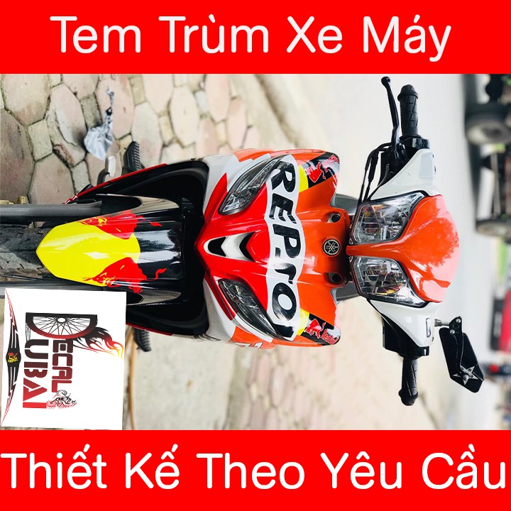 Tem Trùm Xe Jupiter Fi Repsol Cam Trắng Thể Thao