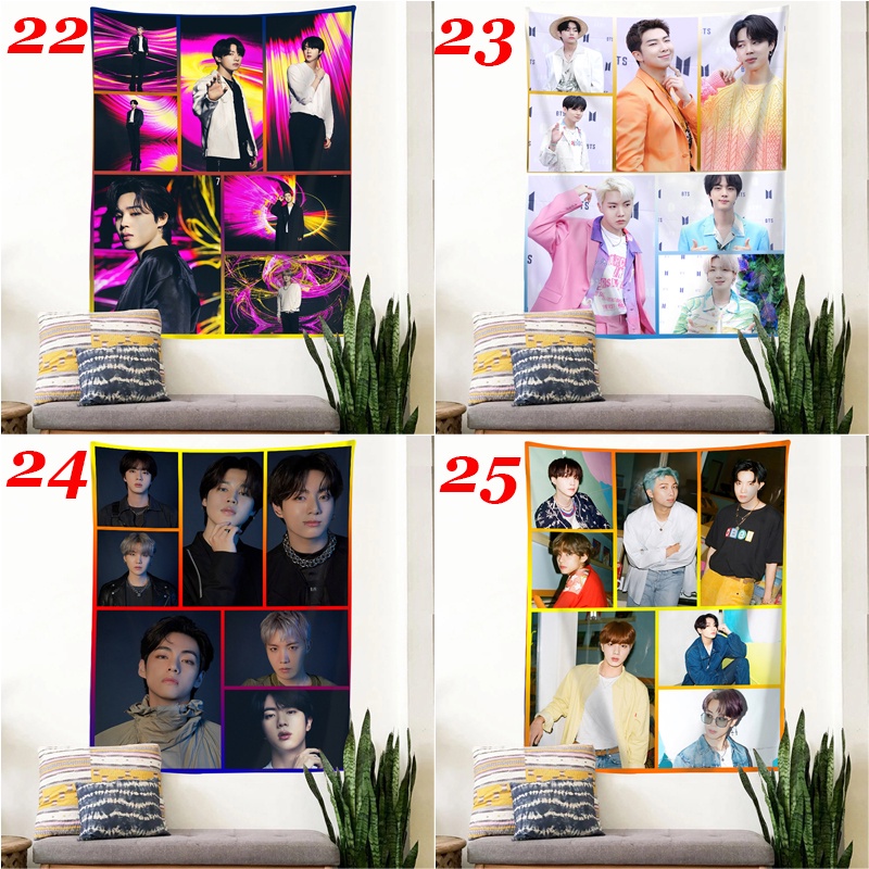 Thảm Treo Tường Trang Trí In Hình BTS Nam-joon Kim ,Seok Jin ,J-Hope, Min Gi ,Ji Min ,Tae Hyung ,Jeon Jung Kook