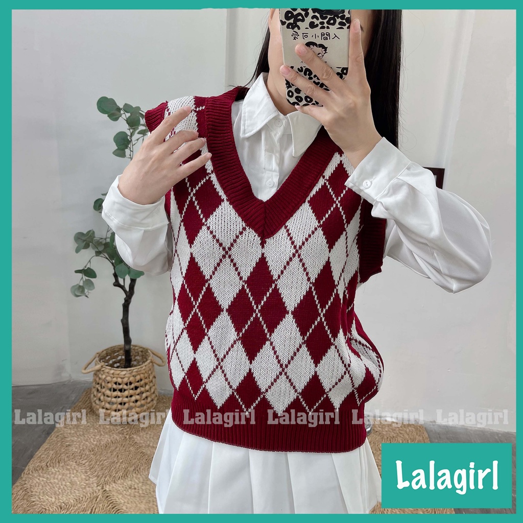 Áo Gile Len Nữ Họa Tiết Caro Nhiều Màu