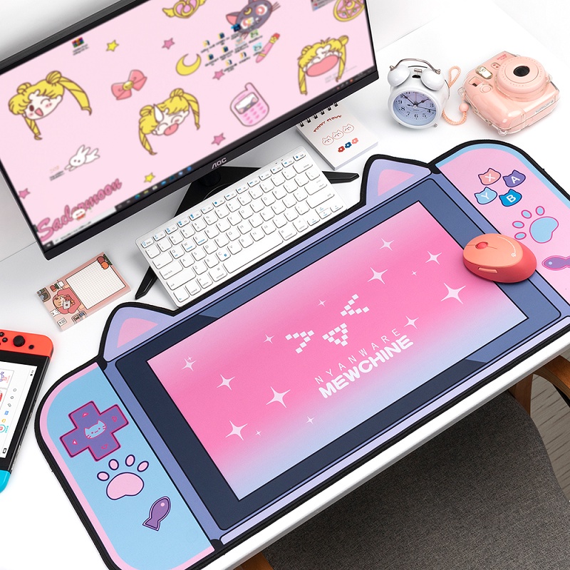 Miếng lót chuột chơi game cỡ lớn thiết kế tai mèo chống thấm nước dễ thương
