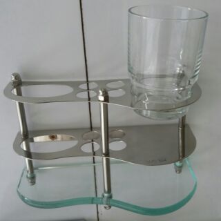 Kệ kem đánh răng inox 304 kèm ly thủy tinh