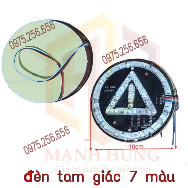 đèn led xoay 7 mầu Tam Giác 10cm