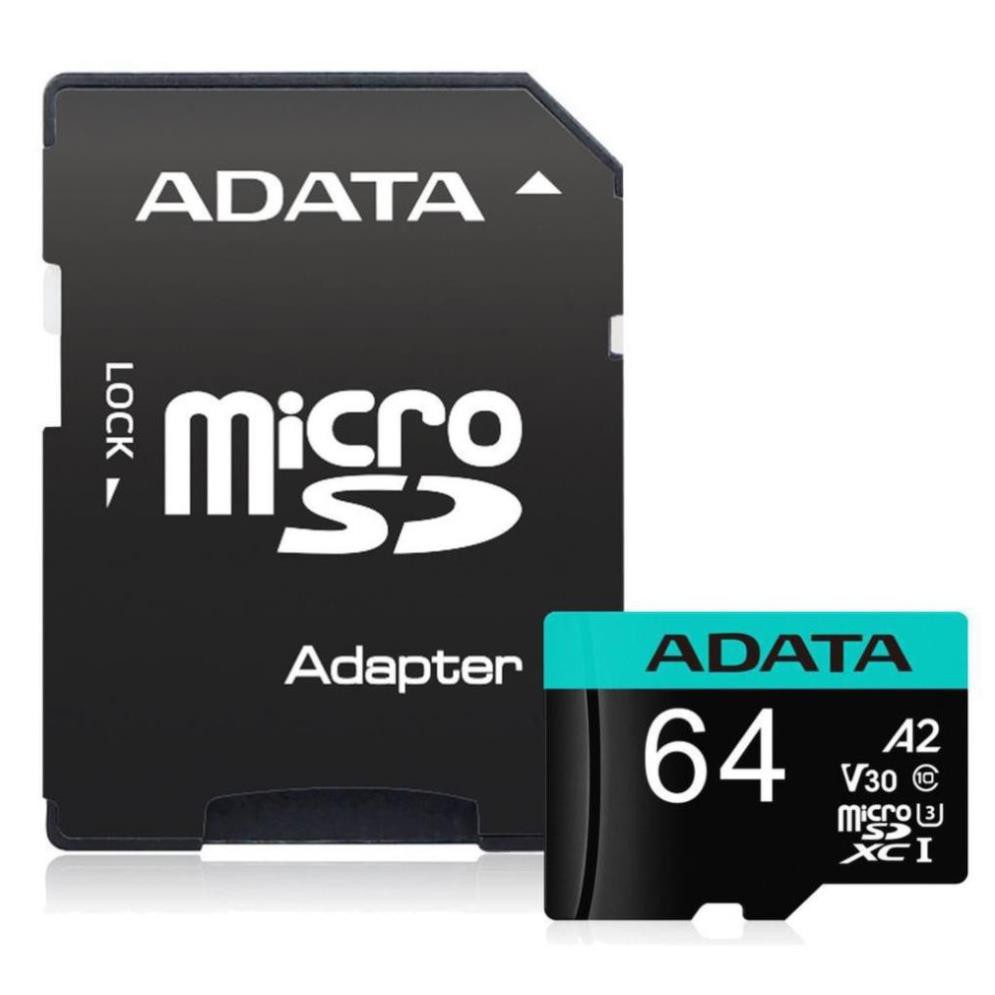 Thẻ nhớ MicroSDXC ADATA 64GB A2 V30 Up to 4K class 10 UHS-3 kèm Adapter