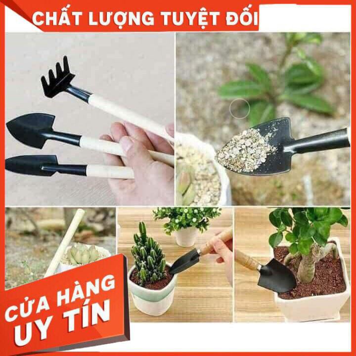 [XẢ KHO+FREE SHIP]  Bộ dụng cụ làm vườn mini chọn bộ 3 món 2 xẻng 1 cào