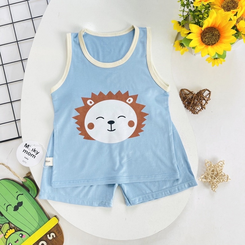 NT005 Bộ ba lỗ, sát nách thun lạnh Minky Mom in hình cảm xúc ngộ nghĩnh cho bé trai, bé gái