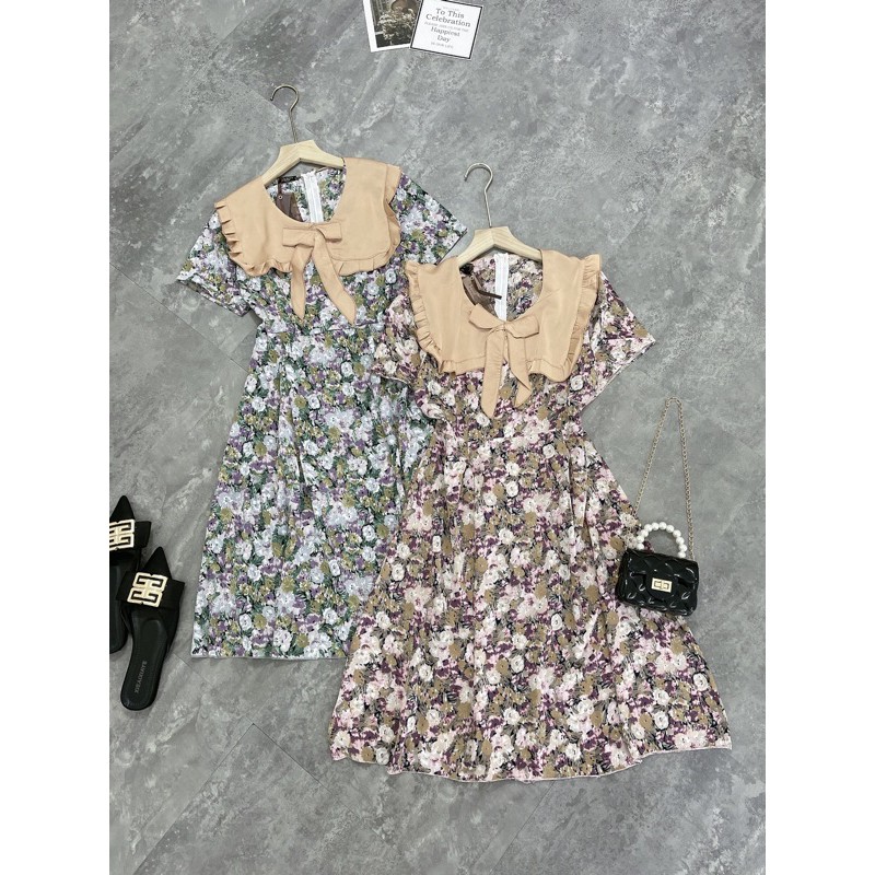 váy hoa cổ bèo tiểu thư shop sun soc