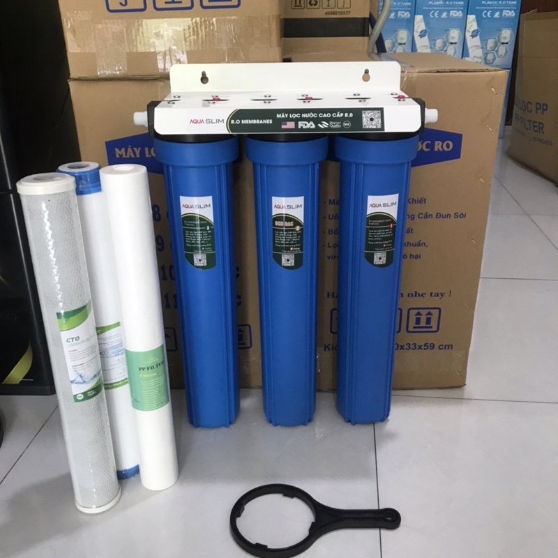 Bộ lọc thô đầu nguồn 3 cốc lọc Aqua 20inh zen 21 đã kèm lõi lọc 123 - có giá sỉ