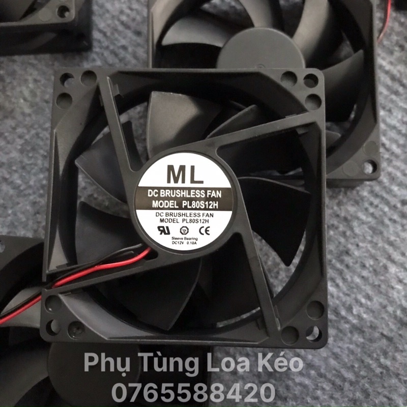 Quạt tản nhiêt PL80S12H  Kích Thước 8cm x 8cm X 2.5cm  - Điện áp DC 12V - Chân Ghim 2pin