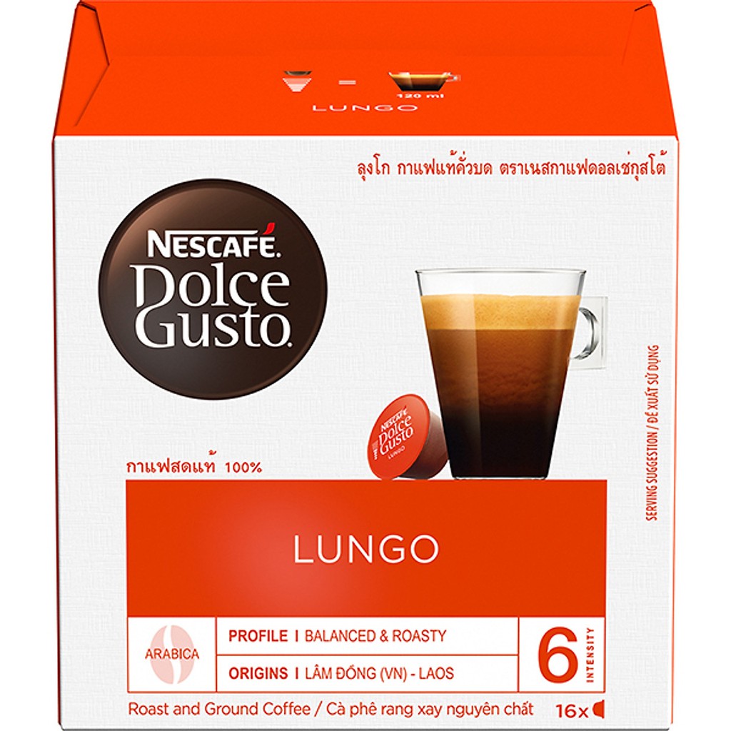 Hộp 16 Viên Nén Cà Phê Rang Xay Nescafe Dolce Gusto - Lungo 112g | BigBuy360 - bigbuy360.vn