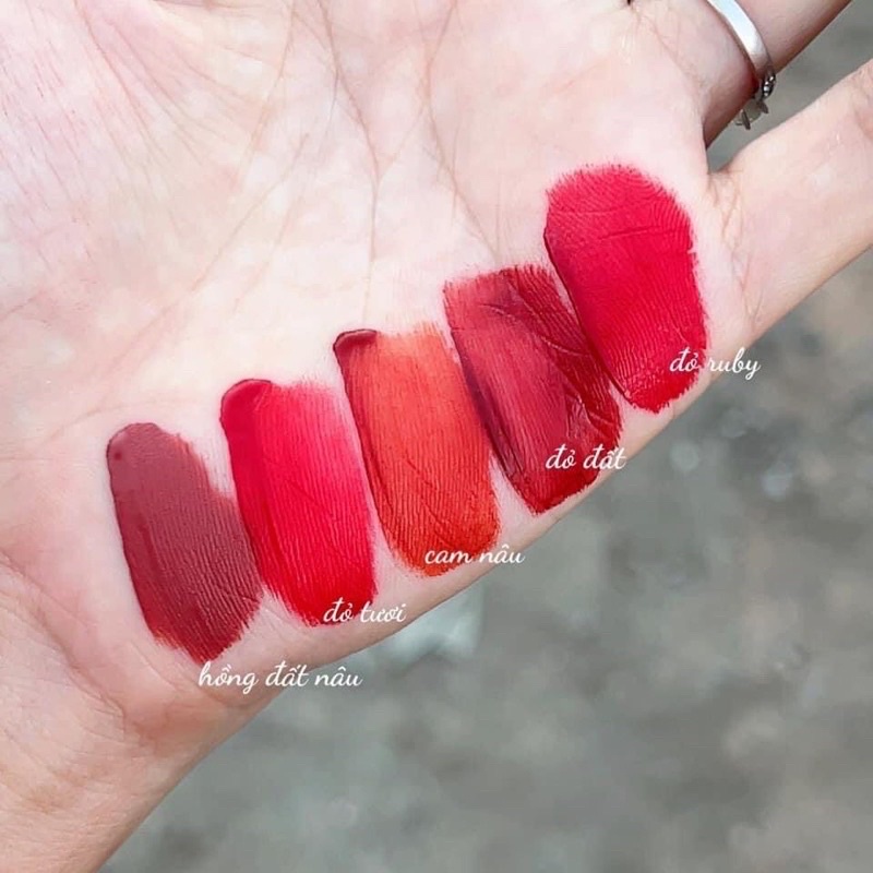 Sét 5 son kem chính hãng Ruhuatuo lâu trôi, lên màu đẹp, Set 5 Son Kem Leaduu Heo - Sarah Beaute MP40