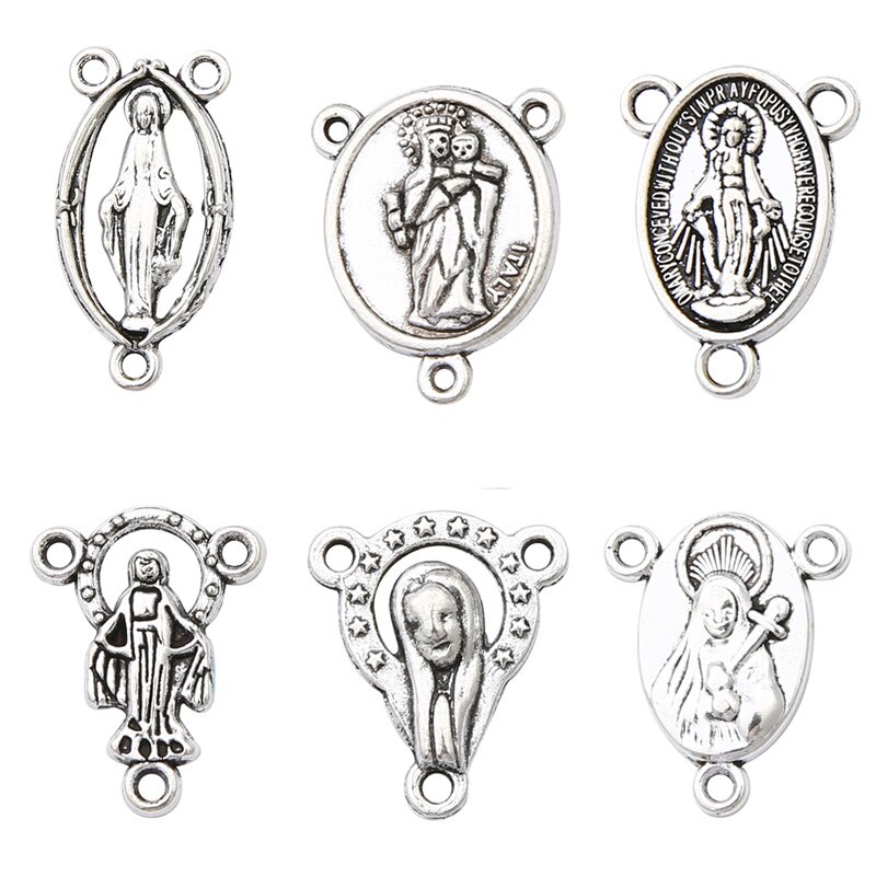 Mặt vòng cổ tròn chất liệu hợp kim kẽm phong cách vintage tôn giáo dành cho nam và nữ