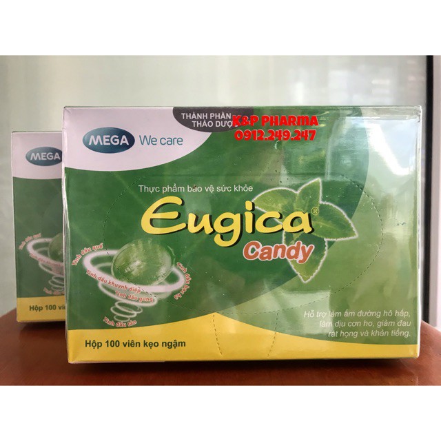 Kẹo ngậm thảo dược Eugica 100 viên - Làm ấm đường hô hấp, dịu nhanh cơn ho