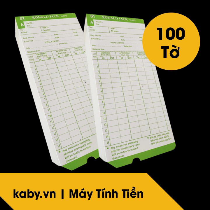 [KABYG5 giảm 5%] Thẻ Chấm Công Giấy - Thẻ Giấy Chấm Công (Lốc 100 Tờ)