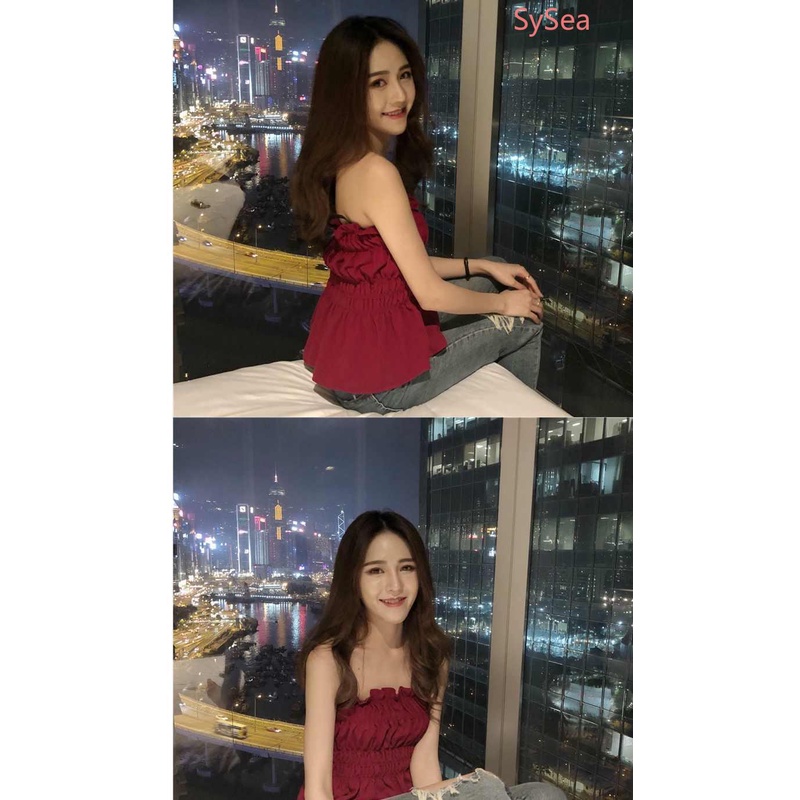 Áo ống màu trơn phong cách retro thiết kế thời trang cho nữ