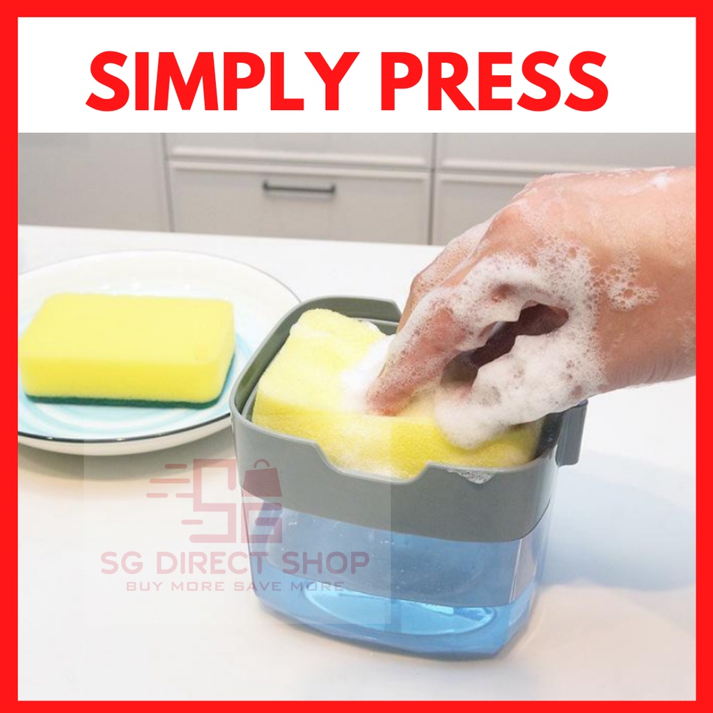 Bình Đựng Xà Phòng Dạng Lỏng 2 Trong 1 Kèm Giá Đỡ Bọt Biển Rửa Chén Tiện Dụng