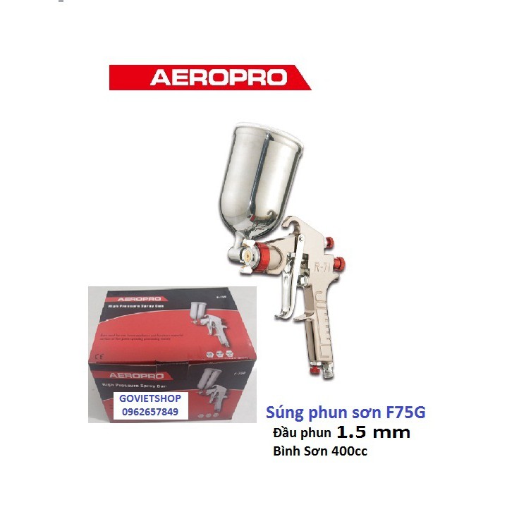 Súng phun sơn F75G hiệu AEROPRO có cốc sơn 400cc