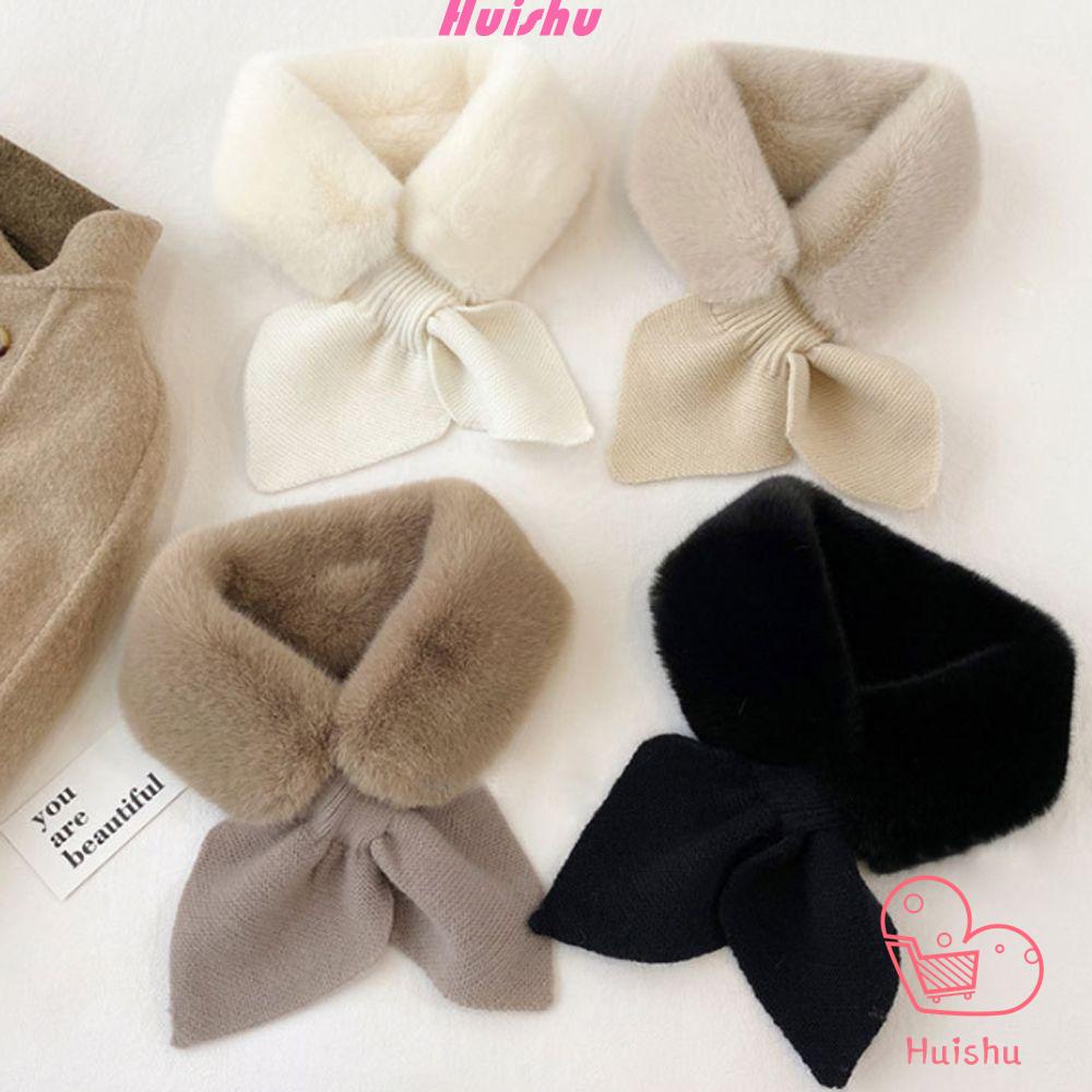 Khăn Choàng Cổ Bằng Lông Thỏ Giả Dày Dặn Màu Sắc Cà Phê Giữ Ấm Thời Trang Thu Đông Hàn Quốc