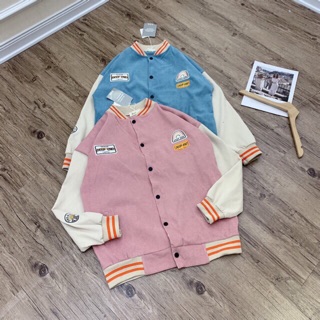Áo khoác bomber phối màu vải nhung