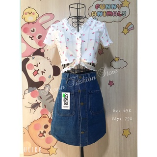 Áo Croptop Viền Bèo Cột Eo